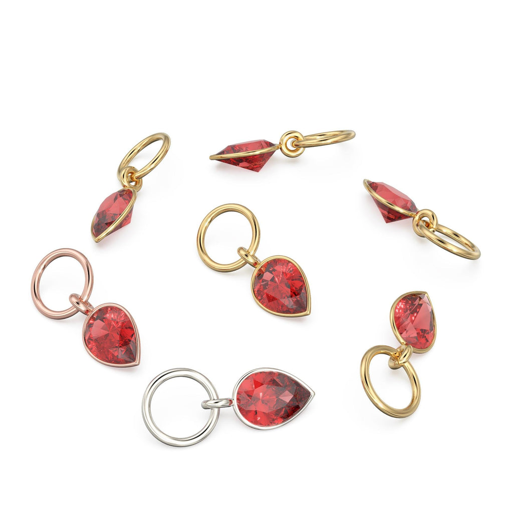 Ruby Pear Solid Gold Charm Pendant Bezel Jewelry Finding / July Birthstone / Red Gemstone / Minimalist Tiny Stackable Pendant