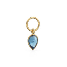 Load image into Gallery viewer, London Blue Topaz Pear Solid Gold Charm Pendant Bezel Jewelry Finding / December Birthstone / Blue Gemstone / Minimalist Stackable Pendant