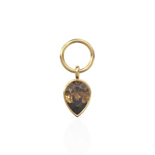 Load image into Gallery viewer, Smoky Quartz Pear Solid Gold Charm Pendant Bezel Jewelry Finding / November Birthstone / Brown Gemstone / Minimalist Tiny Stackable Pendant