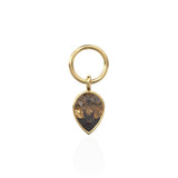 Smoky Quartz Pear Solid Gold Charm Pendant Bezel Jewelry Finding / November Birthstone / Brown Gemstone / Minimalist Tiny Stackable Pendant