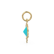 Load image into Gallery viewer, 18k Gold Oval Turquoise with Diamond Pendant Necklace, 14K Turquoise Jewelry, Dainty Delicate Handmade Charm Pendant, December Birthstone