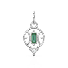 Load image into Gallery viewer, 18k Emerald Baguette Gold Pendant / 14k Yellow Solid Gold Charm / Antique Tribal Handmade May Birthstone Gift for her / Diamond Gold Amulet