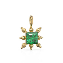 Load image into Gallery viewer, Zambian Emerald Gold Pendant / 14k Yellow Solid Gemstone Gold Charm / May Birthstone Prong Set Jewelry Gift for her