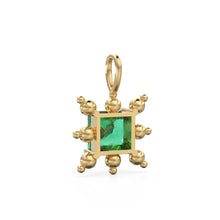 Load image into Gallery viewer, Zambian Emerald Gold Pendant / 14k Yellow Solid Gemstone Gold Charm / May Birthstone Prong Set Jewelry Gift for her