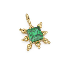 Load image into Gallery viewer, Zambian Emerald Gold Pendant / 14k Yellow Solid Gemstone Gold Charm / May Birthstone Prong Set Jewelry Gift for her