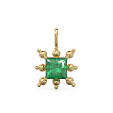 Load image into Gallery viewer, Zambian Emerald Gold Pendant / 14k Yellow Solid Gemstone Gold Charm / May Birthstone Prong Set Jewelry Gift for her
