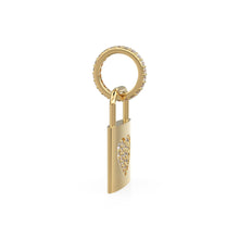 Load image into Gallery viewer, 18k Solid Gold Diamond Heart Padlock Charm Pendant, Pavé Lock Pendant Heart Design, Luxury Gold Diamond Jewelry for Necklace or Bracelet