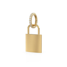 Load image into Gallery viewer, 18k Solid Gold Diamond Heart Padlock Charm Pendant, Pavé Lock Pendant Heart Design, Luxury Gold Diamond Jewelry for Necklace or Bracelet