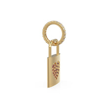 Load image into Gallery viewer, 18k Solid Gold Red Ruby Heart Padlock Charm Pendant, Pavé Lock Pendant Heart Design, Luxury Gold Ruby Jewelry for Necklace or Bracelet