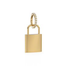 Load image into Gallery viewer, 18k Solid Gold Red Ruby Heart Padlock Charm Pendant, Pavé Lock Pendant Heart Design, Luxury Gold Ruby Jewelry for Necklace or Bracelet