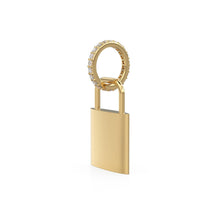 Load image into Gallery viewer, 18k Solid Gold Emerald Heart Padlock Charm Pendant, Pavé Lock Pendant Heart Design, Luxury Gold Emerald Jewelry for Necklace or Bracelet May