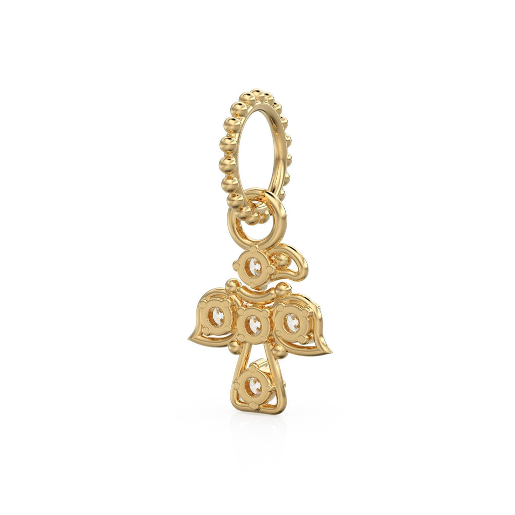 18k Solid Gold Angel Bird Charm Pendant with Natural Diamonds / Minimalist Dainty Jewelry, Moon Knight Inspired Gold Necklace Charm