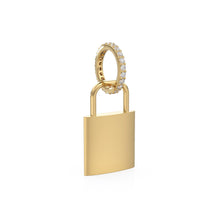Load image into Gallery viewer, 18k Solid Gold Diamond Heart Padlock Charm Pendant, Pavé Lock Pendant Heart Design, Luxury Gold Diamond Jewelry for Necklace or Bracelet