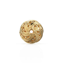 Load image into Gallery viewer, 10mm Swirl Lattice Solid Gold Openwork  Bead, Filigree Round Spacer, Twisted Cage Ball, Intricate Jewelry Making Supply, 14k 18k Yellow Gold