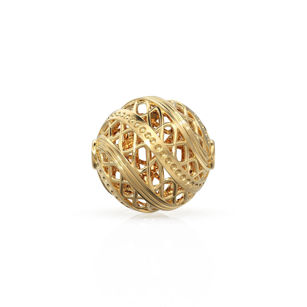 10mm Swirl Lattice Solid Gold Openwork  Bead, Filigree Round Spacer, Twisted Cage Ball, Intricate Jewelry Making Supply, 14k 18k Yellow Gold
