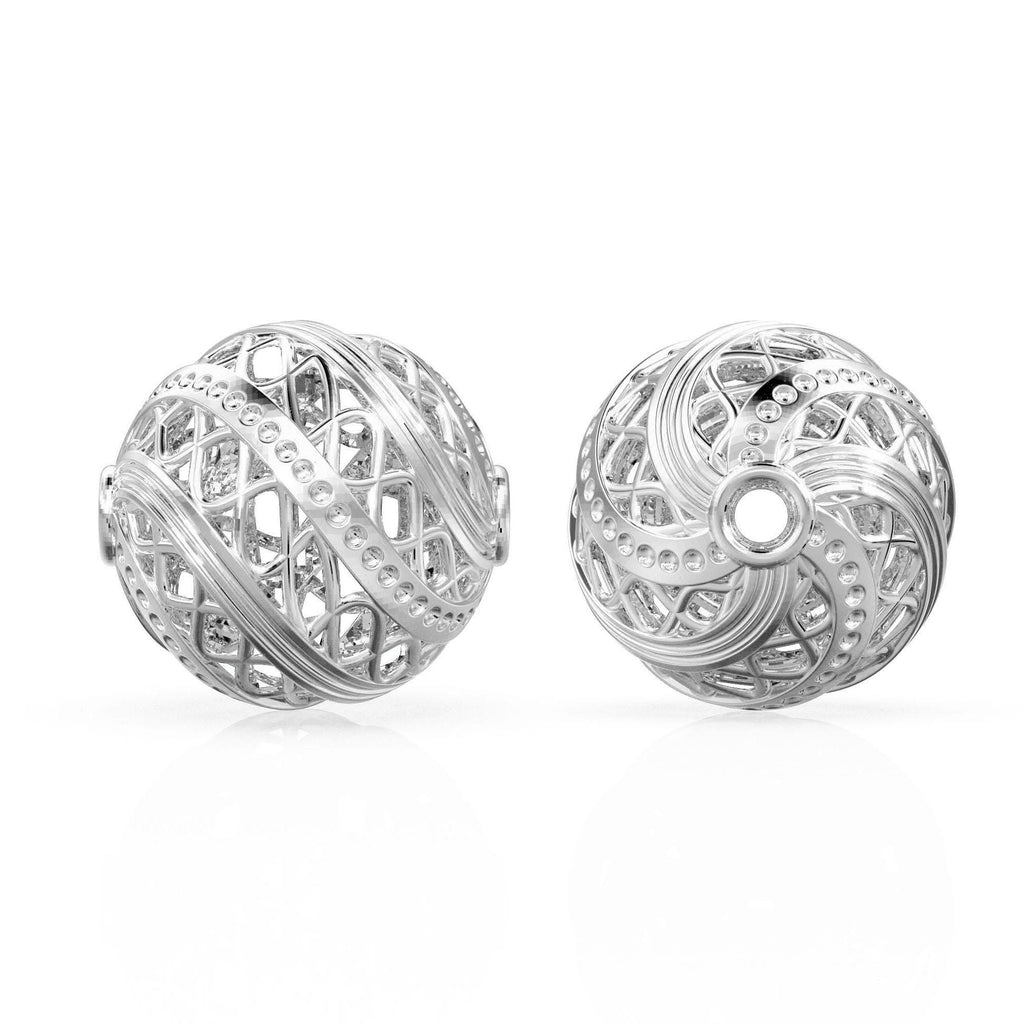 10mm Swirl Lattice Solid Gold Openwork  Bead, Filigree Round Spacer, Twisted Cage Ball, Intricate Jewelry Making Supply, 14k 18k Yellow Gold
