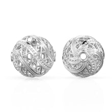 Load image into Gallery viewer, 10mm Swirl Lattice Solid Gold Openwork  Bead, Filigree Round Spacer, Twisted Cage Ball, Intricate Jewelry Making Supply, 14k 18k Yellow Gold