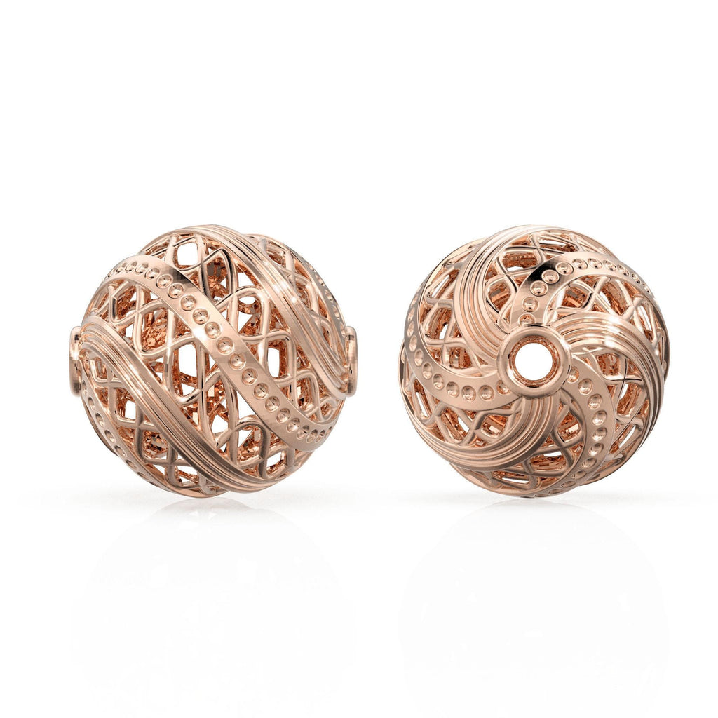 10mm Swirl Lattice Solid Gold Openwork  Bead, Filigree Round Spacer, Twisted Cage Ball, Intricate Jewelry Making Supply, 14k 18k Yellow Gold