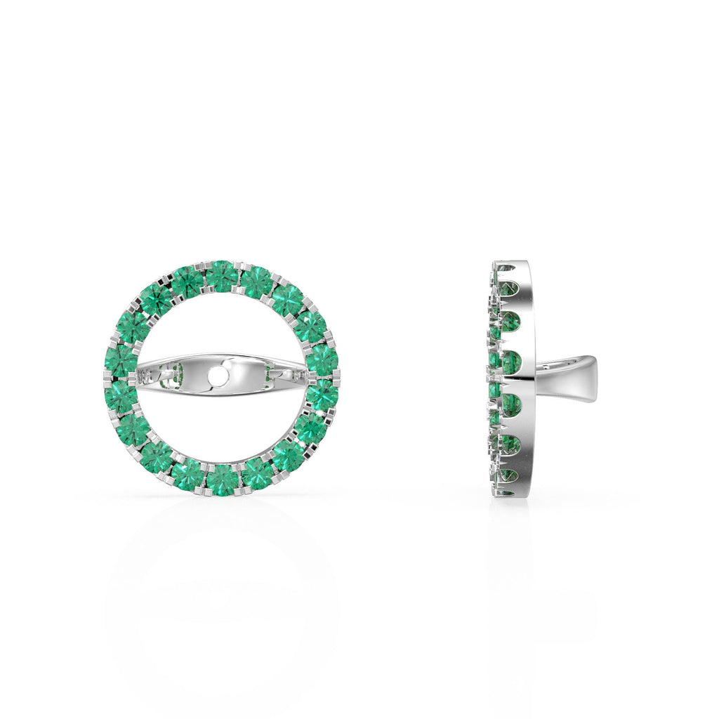 Green Emerald Gold Earring Jacket for 8mm Round Pearl Beads / 1ct Diamond / Solid Gold Diamond Earring Finding / May Birthstone Gemstone