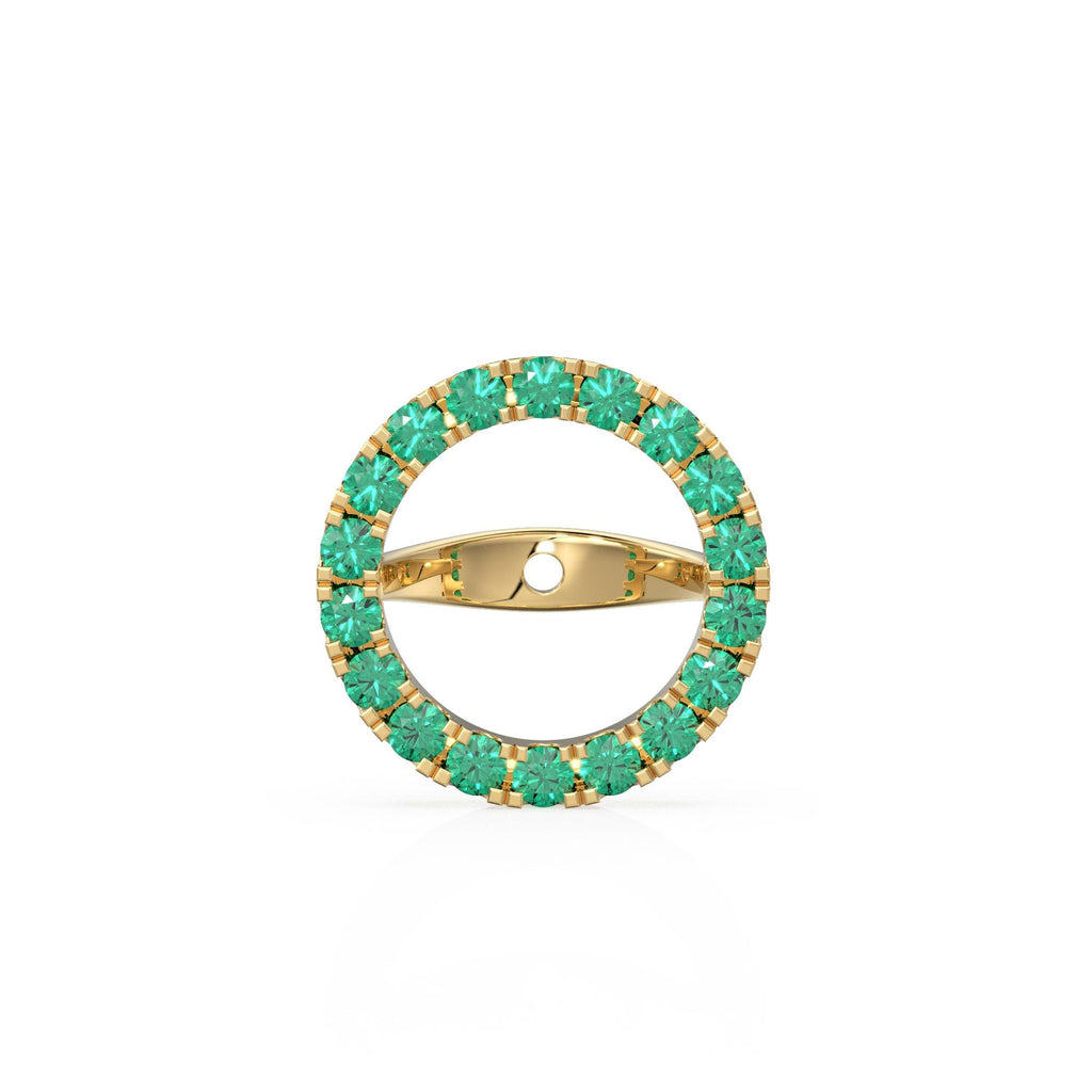 Green Emerald Gold Earring Jacket for 8mm Round Pearl Beads / 1ct Diamond / Solid Gold Diamond Earring Finding / May Birthstone Gemstone