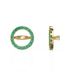 Green Emerald Gold Earring Jacket for 8mm Round Pearl Beads / 1ct Diamond / Solid Gold Diamond Earring Finding / May Birthstone Gemstone