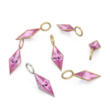Load image into Gallery viewer, Pink Tourmaline Kite 18k Yellow Solid Gold Charm / October Birthstone Pendant Bezel Jewelry Finding / Pink Gemstone / Diamond Cut Amulet