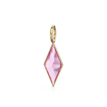 Load image into Gallery viewer, Pink Tourmaline Kite 18k Yellow Solid Gold Charm / October Birthstone Pendant Bezel Jewelry Finding / Pink Gemstone / Diamond Cut Amulet