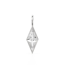 Load image into Gallery viewer, White Quartz Kite 18k Yellow Solid Gold Charm / April Birthstone Pendant Bezel Jewelry Finding / Clear Gemstone / Diamond Cut Amulet