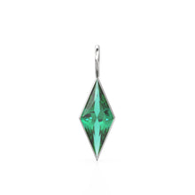 Load image into Gallery viewer, Zambian Emerald Kite 18k Yellow Solid Gold Charm / May Birthstone Pendant Bezel Jewelry Finding / Green Natural Gemstone Diamond Cut Amulet
