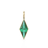 Zambian Emerald Kite 18k Yellow Solid Gold Charm / May Birthstone Pendant Bezel Jewelry Finding / Green Natural Gemstone Diamond Cut Amulet