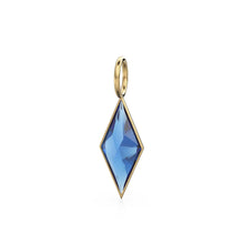Load image into Gallery viewer, Sri Lanka Sapphire Kite 18k Yellow Solid Gold Charm / September Birthstone Pendant Bezel Jewelry Finding / Natural Gemstone Amulet