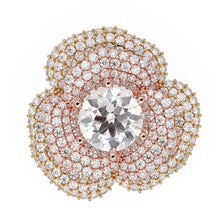 Load image into Gallery viewer, 4ct Solitaire Lab Diamond Flower Solid Rose Gold Cocktail Ring | 3.5ct Accent Diamonds