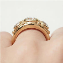 Load image into Gallery viewer, 2.5ct Diamond Three Stone Lab Diamond Statement Engagement Ring | Minimal Statement Band for Him or Her