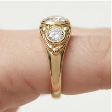 Load image into Gallery viewer, 2.5ct Diamond Three Stone Lab Diamond Statement Engagement Ring | Minimal Statement Band for Him or Her