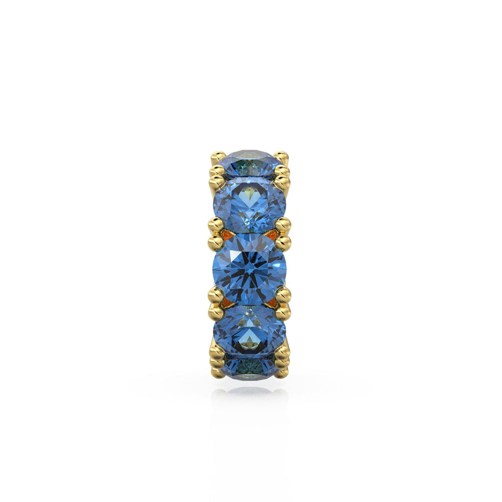 Sapphire 14k Italian Gold Roundel Charm, Blue Sapphire Wheel Charm, Round Charm Holder, Eternity Round Gemstone September Birthstone Band