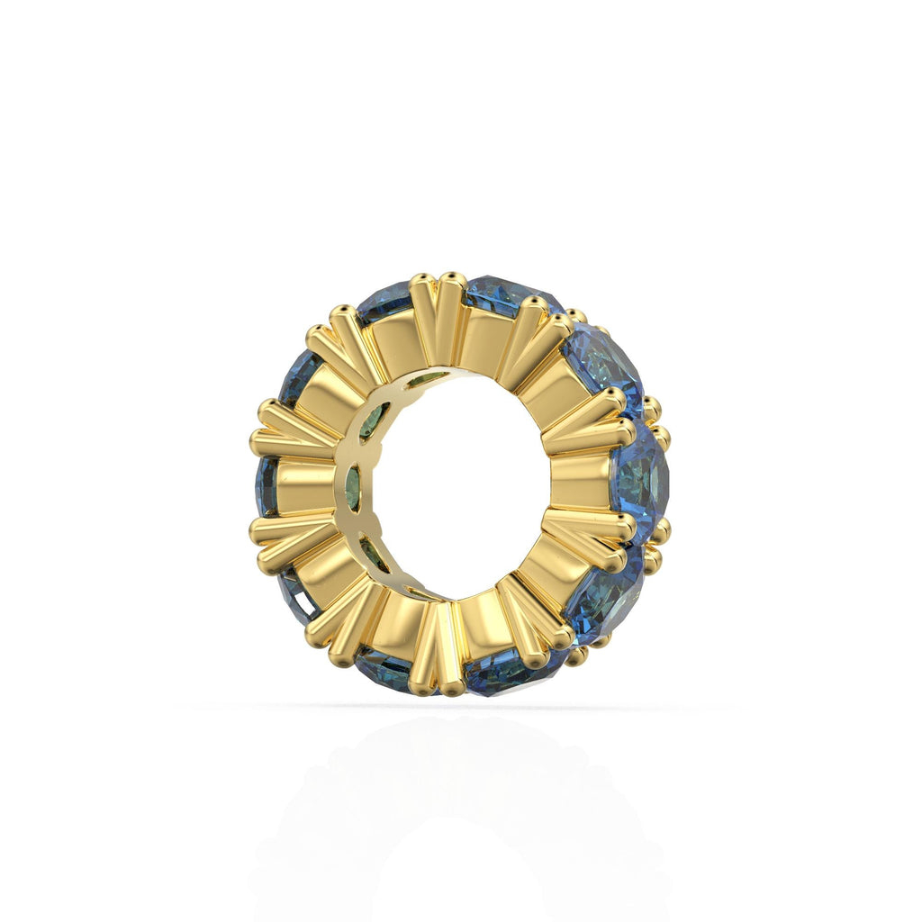 Sapphire 14k Italian Gold Roundel Charm, Blue Sapphire Wheel Charm, Round Charm Holder, Eternity Round Gemstone September Birthstone Band