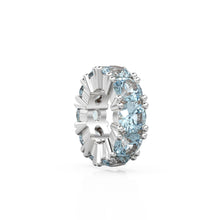 Load image into Gallery viewer, Aquamarine 14k Italian Gold Roundel Charm, Blue Aquamarine Wheel Charm, Round Charm Holder, Eternity Round Stone March Birthstone Band