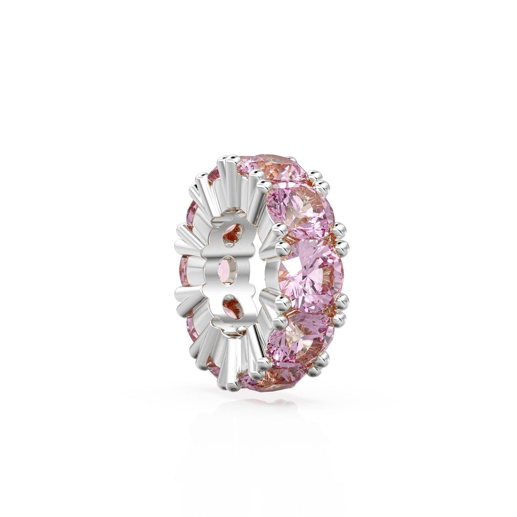 Tourmaline 14k Italian Gold Roundel Charm, Pink Tourmaline Wheel Charm, Round Charm Holder, Eternity Round Gemstone October Birthstone Band