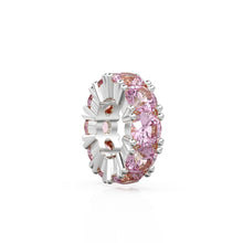 Load image into Gallery viewer, Tourmaline 14k Italian Gold Roundel Charm, Pink Tourmaline Wheel Charm, Round Charm Holder, Eternity Round Gemstone October Birthstone Band