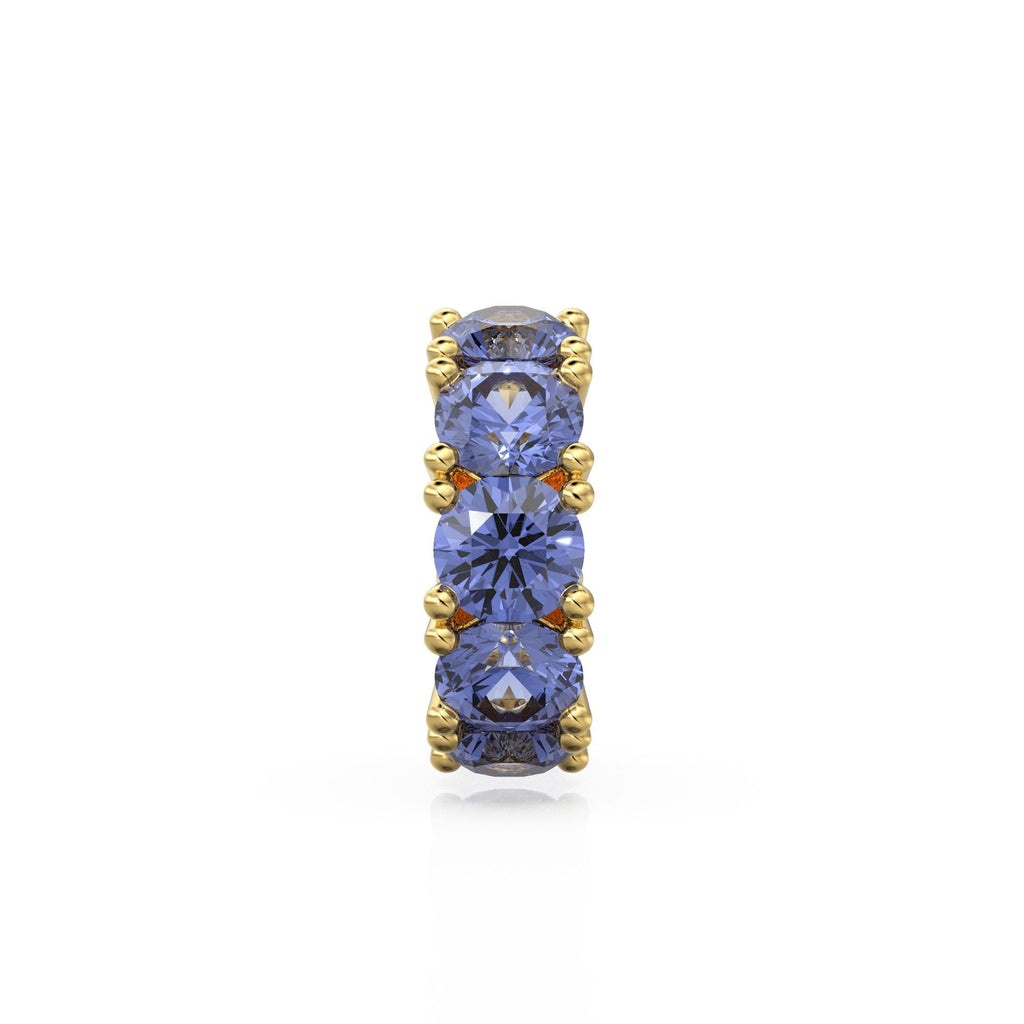 Tanzanite 14k Italian Gold Roundel Charm, Blue Tanzanite Wheel Charm, Round Charm Holder, Eternity Round Stone December Birthstone Band