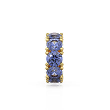 Load image into Gallery viewer, Tanzanite 14k Italian Gold Roundel Charm, Blue Tanzanite Wheel Charm, Round Charm Holder, Eternity Round Stone December Birthstone Band