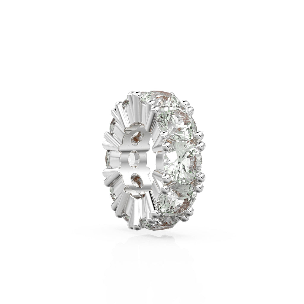 Prasiolite 14k Italian Gold Roundel Charm, Green Amethyst Wheel Charm, Round Charm Holder, Eternity Round Stone February Birthstone Band