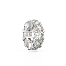 Load image into Gallery viewer, Prasiolite 14k Italian Gold Roundel Charm, Green Amethyst Wheel Charm, Round Charm Holder, Eternity Round Stone February Birthstone Band