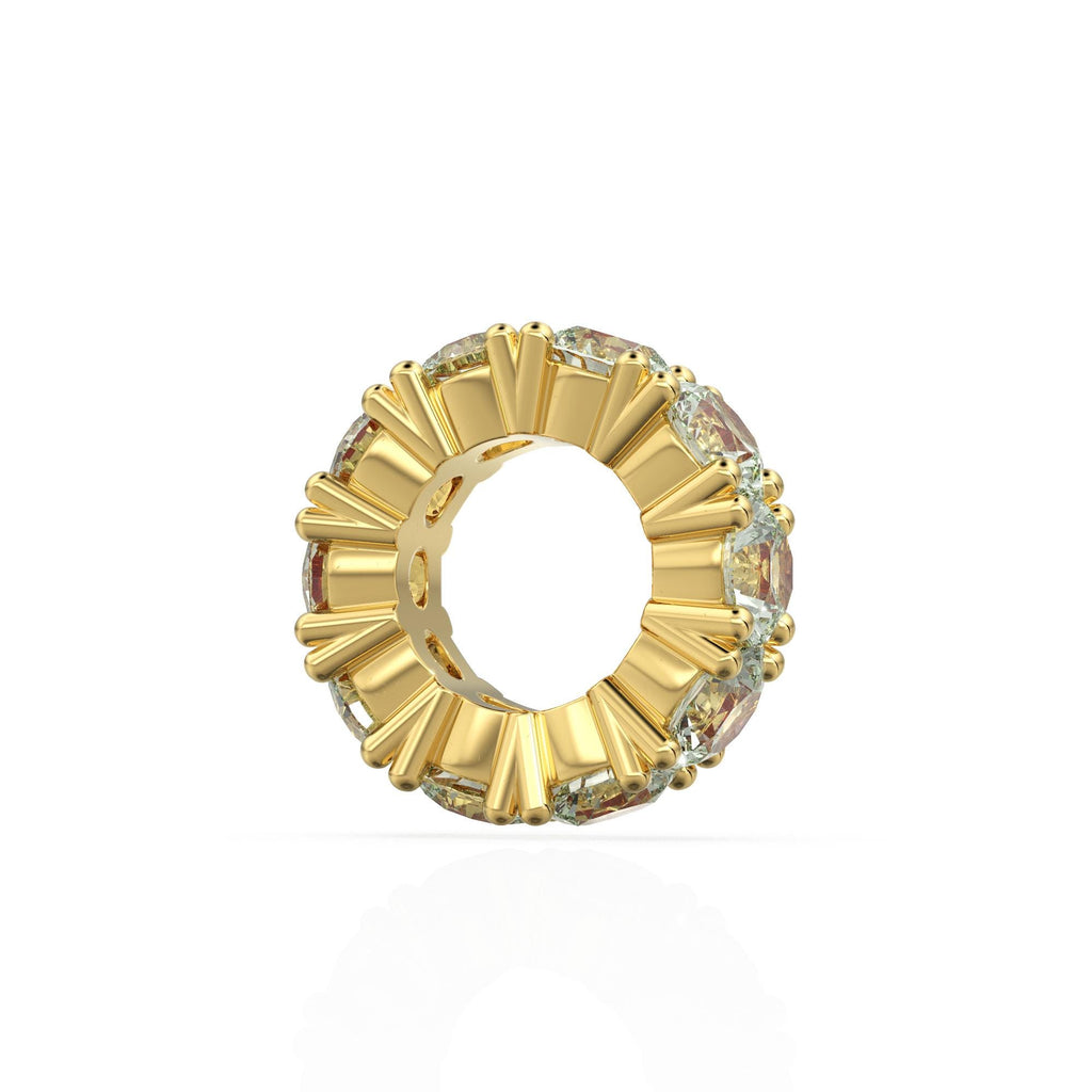 Prasiolite 14k Italian Gold Roundel Charm, Green Amethyst Wheel Charm, Round Charm Holder, Eternity Round Stone February Birthstone Band