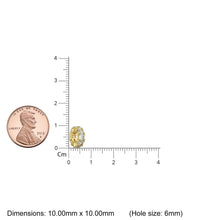 Load image into Gallery viewer, Prasiolite 14k Italian Gold Roundel Charm, Green Amethyst Wheel Charm, Round Charm Holder, Eternity Round Stone February Birthstone Band