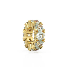 Load image into Gallery viewer, Prasiolite 14k Italian Gold Roundel Charm, Green Amethyst Wheel Charm, Round Charm Holder, Eternity Round Stone February Birthstone Band