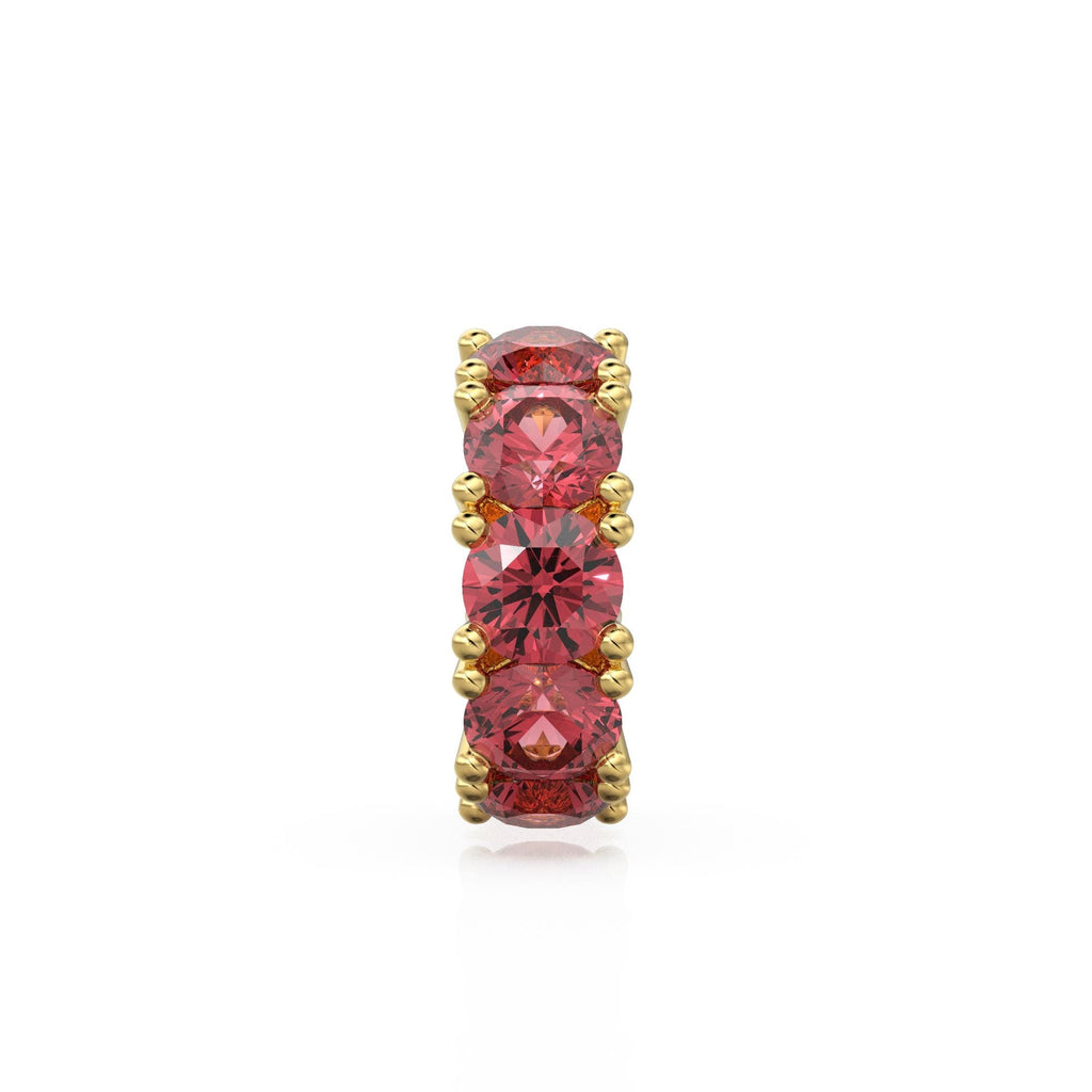 Garnet 14k Italian Gold Roundel Charm, Red Garnet Wheel Charm, Round Charm Holder, Eternity Round Stone January Birthstone Band