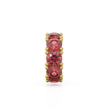 Load image into Gallery viewer, Garnet 14k Italian Gold Roundel Charm, Red Garnet Wheel Charm, Round Charm Holder, Eternity Round Stone January Birthstone Band