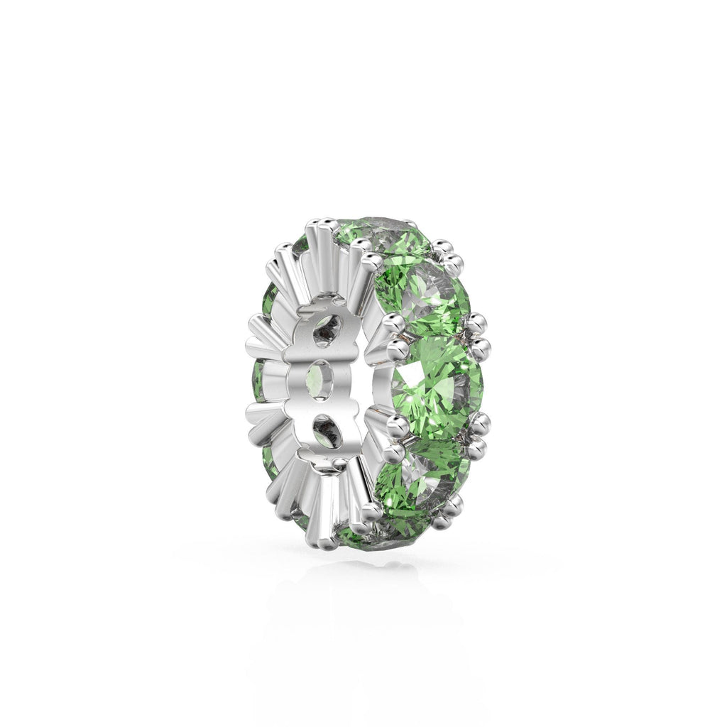 Peridot 14k Italian Gold Roundel Charm, Green Olivine Wheel Charm, Round Charm Holder, Eternity Round Stone August Birthstone Band Connector