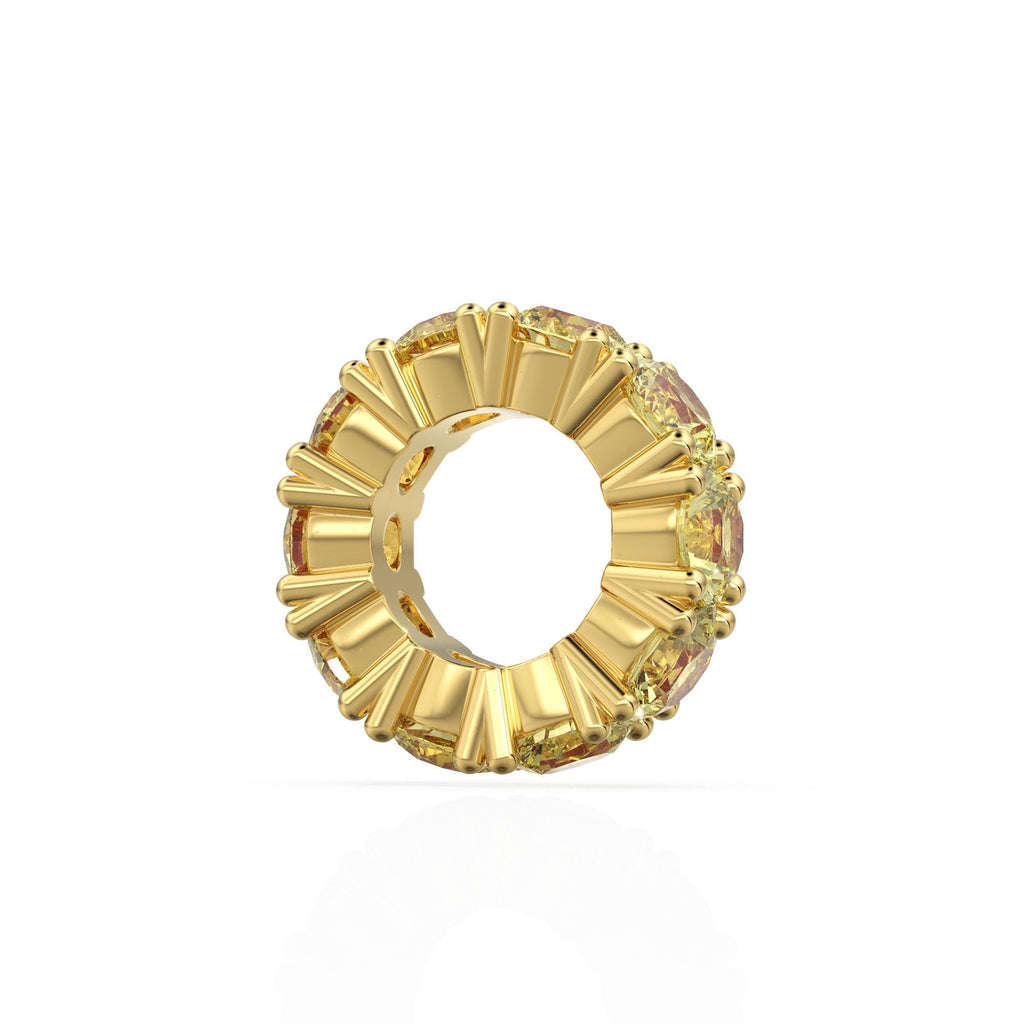 Lemon Quartz 14k Italian Gold Roundel Charm, Yellow Quartz Wheel Charm, Round Charm Holder, Eternity Round Stone November Birthstone Band
